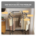 360° Rotating Clothes Rack With Wheels Thickened Metal Clothes Rack Stand Heavy Duty Circular Clothes Hanger Organizer For Balcony Bedroom Laundry Room. 