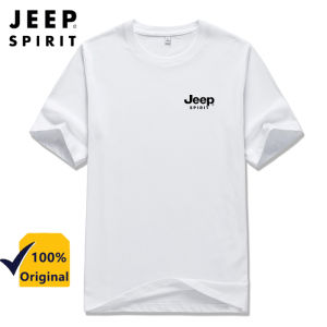 JEEP SPIRIT ผ้าฝ้าย 100% แขนชายเสื้อยืดฤดูร้อนผู้หญิงเสื้อยืดพื้นฐานแบบสบาย ๆ กับแขนสั้นหลวม O Neck สีทึบ