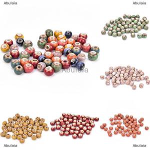 [COD] Abulaia 6mm 50pcs Flower Glaze Ceramics Spacer Beads for DIY Jewelry Accessories Design
