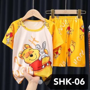 ชุดนอนเด็กแขนสั้น ชุดนอนสำหรับลายเด็กหญิง ลายสุดน่ารัก เนื้อผ้าดีสวมใส่สบาย (SHK)