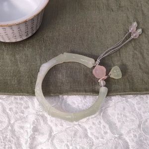 HUNIU Vòng tay cổ Vòng tay hoa sen 58mm Hợp thời trang Vòng tay ánh trăng trắng Lạnh Thời trang Vòng tay cổ Trung Quốc Vòng tay nữ