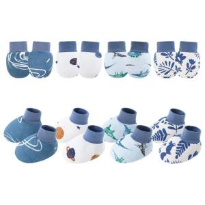 4 Bộ nhẹ nhàng bông găng tay trẻ em chống xước tay bìa với Vớ cho trẻ sơ sinh mềm bé trai bé gái thoáng khí