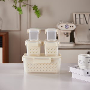 SG Stock Sealed Food Storage Containers 5Pcs Set with Drainage Basket for Fruits Vegetables BPA-Free Kitchen Containers
