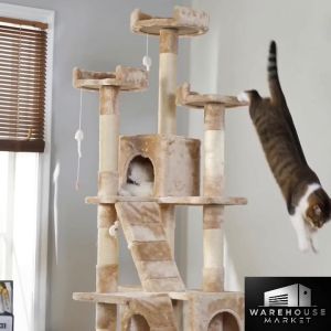 170CM Cat Tree Multi-Level Cat Scratching Post & Cat Condo Cat Cave Tower Indoor Cat Furniture