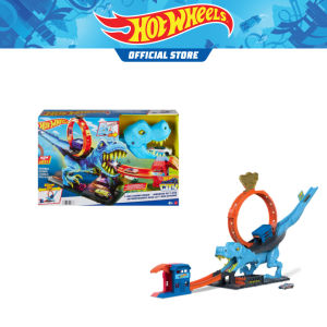 Hot Wheels City T-Rex Loop And Stunt Playset Track Set With 1 Toy Car