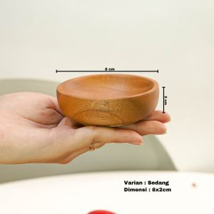 Mangkuk Sambal Kayu Kecil/Mangkok Sambel/Mangkuk Masker/Tempat Saos Kecap/Property Foto Konten Wooden Craft Bowl