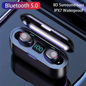 Headset Bluetooth TWS F9 5.0 HiFi Wireless Earphone LED Smart Touch Display