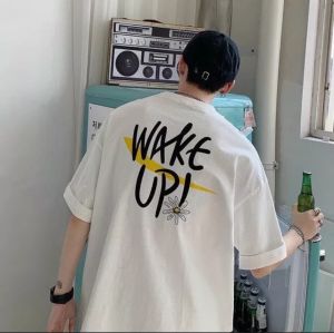 Áo Thun Nam Nữ Form Rộng IN HÌNH WAKE UP dễ thương độc đẹp Vải Dày Mịn Thiết Kế Thời Trang Đường May Sắc Sảo