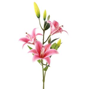 DFVDSPW 80cm Artificial Flower Branch Real Touch Plastic Fake Flowers Photography Props Elegant Silk Lilium Brownii Flower Home Office Decor