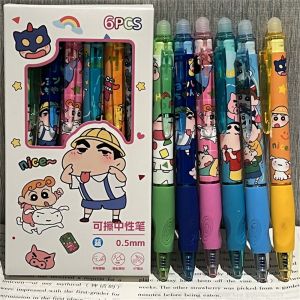 6ชิ้น/1เซ็ต Sanrio เจลปากกา Erasable ปากกานักเรียนชั้นประถมศึกษาง่ายต่อการเช็ดท่าทางกดปากกาการ์ตูนแบบพกพาอเนกประสงค์ปากกามาร์กเกอร์หนังสือปากกาแก้ไขที่มีคุณภาพสูงกดประเภทระบายสีปากกา