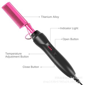 AE Dual-use electric heating copper comb for wet and dry hair Hot comb Hair straightening comb hair straightener home-use hair curling iron curling comb