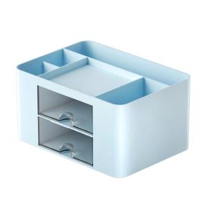 Multifunctional Desk Storage Box Organiser With 2 Drawers and 5 Compartments Desk Pen Organiser For Office Accessories