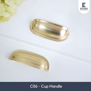 Etivo C06 Round Cup Handle | Tarikan Pintu Laci Tangkup Bundar Klasik - gold