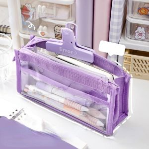 Six Layer Large Capacity Pencil Case Stationery Supplies High Appearance Transparent PVC Storage Bag Organizer