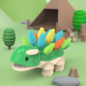 Dinosaur Puzzle early educational toy for baby to train hand eye coordination and fine motor skill sensory toy Ankylosaurus gift for kid
