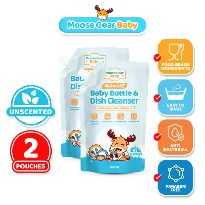 Moose Gear Baby Bottle Cleanser 500ml 2PACKS (Unscented) Antibacterial Resealable Leak Proof Cap