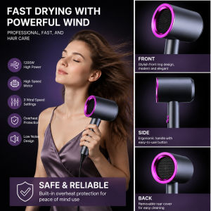 [Ready stock] High speed hair dryer negative ion quick drying lightweight low noise SG plug 2 years local warranty local stock