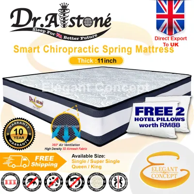 (Limited Deal) Dr.Alstone Smart Chiropractic Spring Mattress Tilam + FREE PILLOWS (King/Queen/S.Single/Single)