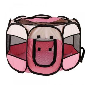 Pagar Kandang Lipat Hewan Portable Kucing Anjing Tenda Lipat Untuk Melahirkan Pet Tent Octagonal Bahan Kain