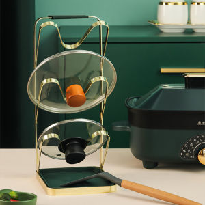 Luxury Kitchen Organizer Pot Lid Rack Stainless Steel Plating Spoon Holder 3 Layer Shelf Cooking Dish Container Pan Cover Stand