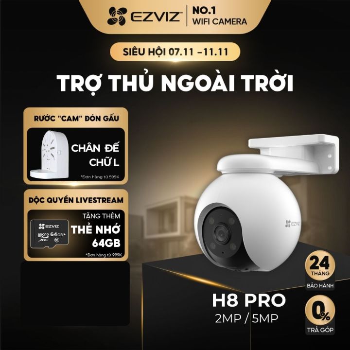 Camera Wifi Ngoài Trời EZVIZ H8 PRO 2K (3MP) & 3K(5MP) Quay Quét 360 Độ ...
