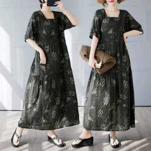LC2150 Premium Floral Dress Tipis Motif Bunga Fashion Retro Terbaru