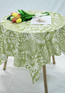 [120*120cm] Khăn trải bàn vải flannel chống thấm nước họa tiết lá dây phong cách nhẹ nhàng vintage - T071