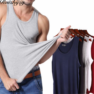 Ruizhijzg Mens Singlet Fashion Plain Color Comfortable Modal Cotton Tank Top Gym Fitness Sleeveless Sleeping Shirt Vest Shirt Tank High Quality Summer Boys Sport Top