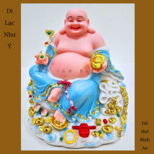 Tượng Phật Di Lặc Như Ý ngồi phú quý phát tài phát lộc bằng đá - Đồ thờ Bình An - Decor Phong thủy