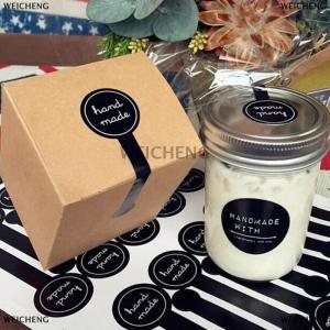 [COD] WEICHENG สติกเกอร์ซีลติดกาวสีดำแบบแฮนด์เมดสติกเกอร์ติดเค้กแบบทำมือ100X