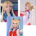 Tsukino Usagi cosplay wig Anime cosplay Wig Blonde Double Ponytail Long Curly. 