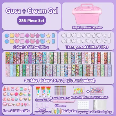 【Local Stock】BT Kids Girl Guka Set Gift Toy Cream Adhesive Sticker Storage Box Material Packaging Manual Hairpin Childrens Diy Toys