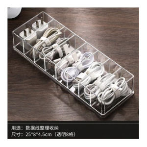 Cable Storage Box with Divider Desktop Wire Organiser for USB Cables Charger Adapter Stationery