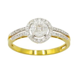 Happy Jewelry แหวนมาคีเพชรประกบ ทองแท้ 9k 37.5% เพชรเกสร ME561