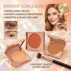 【 Free Brush】Natural Seamless Concealer Cream Eye Concealer Cream Under Eye Concealer Dark Circle Makeup Cover Matte Tinted Color Corrector Eye Bag Look