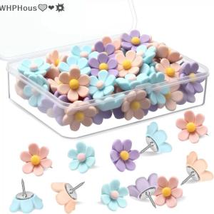 WP💓💛💖 Floral Pushpins Decorative Resin Flower Thumbtacks Colorful Notice Board Pins for Office Home Photo Wall Craft Deco 20pcs
