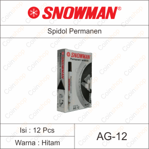 1 Box Spidol Permanen Snowman AG 12 Permanent Marker Hitam Hijau Biru Merah Isi 12 Pcs