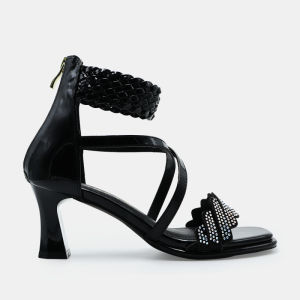 Giày sandal nữ cao gót 6cm hàng hiệu rosata hai màu đen đồng thời trang cao cấp ro540