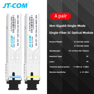 JT-COM SFP Module Single Mode Simplex Optic Module SC 1.25G 5KM/20KM/40KM/120KM BIDI 1000mbps Compatible With Mikrotik/Cisco Switch