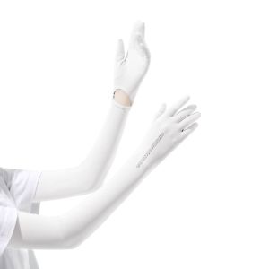 HUIESON ถุงมือยาวหรูหรามีดีไซน์คัตเอาท์และปักรายละเอียด