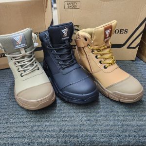 Safety Shoes 918 Lace up Zip Mid cut Safety footwear Green Yellow Black