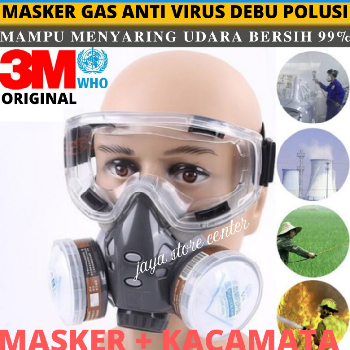 BELANJA TERMURAH Masker Gas Respirator Anti Virus Polusi Debu Dan Kacamata Terbaru 2025 Terbuat Dari Bahan Impor Pilihan Kualitas Terbaik Dirancang Dengan Canggih&Modern Menutupi Mulut Hidung Dilengkapi Filter Penyaring Hirup Udara Bersih Masker Kesehatan