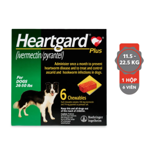 Heartgard Plus - Viên nhai xổ giun đũa giun móc giun tim cho chó trên 11.5-22.5kg - 1 hộp 6 viên Petemo Pet Shop