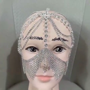 Sparkly Headwear Tassel Rhinestones for Head Chain for Belly Dance Masquerade Sparkly Mask Chain Luxury Hair Jew