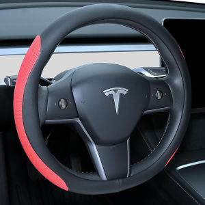 SG Stock Universal Leather Steering Wheel Cover Non-Slip Car Grip Compatible with  Tesla Model 3/Y