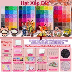 Combo Hạt Xếp DIY 2.6mm Full SetBộ hạt xếp 24-120 màu Hạt Nhựa Ủi Đủ Màu Kèm Bàn Ủi Nhíp Bảng XếpGiấy ỦiHộp Đựng