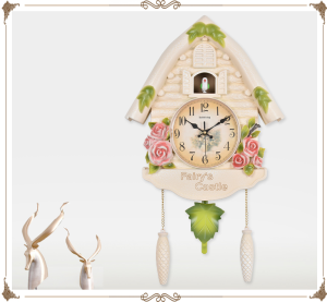 MANNA-C Chinese Style Cuckoo Swing Wall Clock Creative Fashion Modern Design Art Cartoon Clocks for Home Office Decor Hourly Chiming Hanging Watch