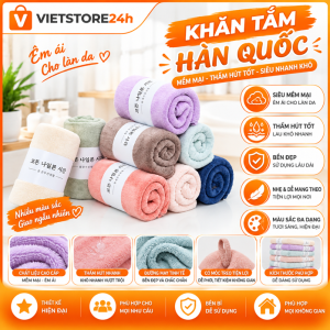 Khăn Tắm Hàn Quốc Lớn Mềm Mịn Khổ 70cm x 140cm