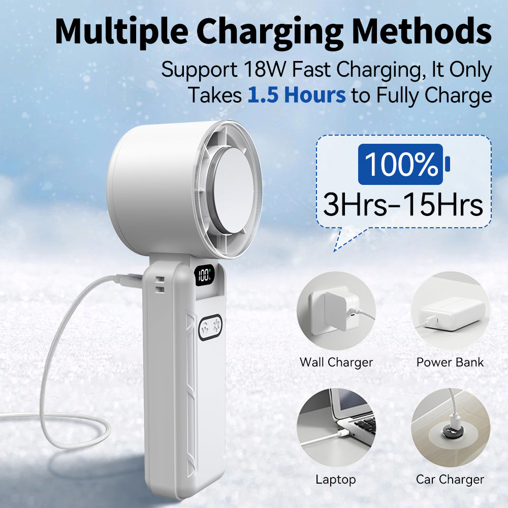DANYCASE Foldable Portable Fan 5 Speed High Speed Strong Wind USB Rechargeable Multifunctional Handheld Neck Mini Cooling Fan For Outdoor Daily Use_voghion.com