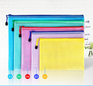 Letter Size A3/A4/A5/B4/B5/B6/A6/B8 Zipper File Bags Transparent Mesh Zipper Pouch Document Bag for Office School Home Travel Pen Bag
